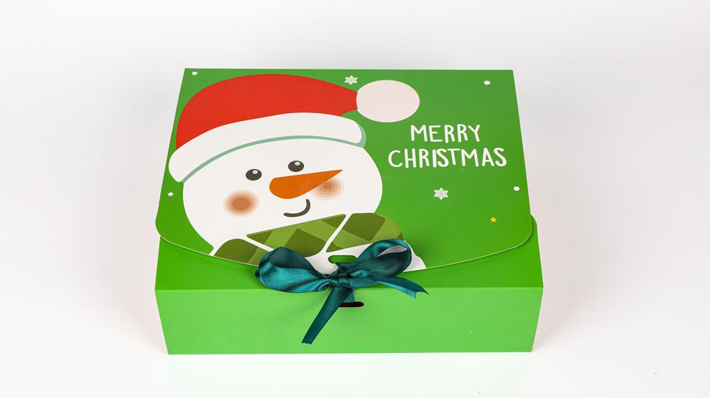 Snowman Green Gift Box Large 31 x 24.5 x 8cm - Click Image to Close