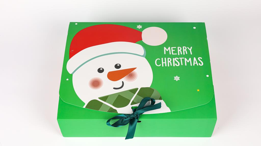 Snowman Green Gift Box Small 24 x 20 x 7cm - Click Image to Close