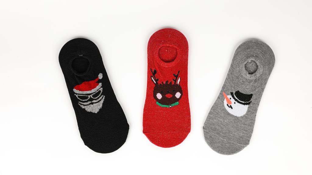 Christmas Lady Ankle Socks Set Of 3 ( 65P Per Pair ) - Click Image to Close