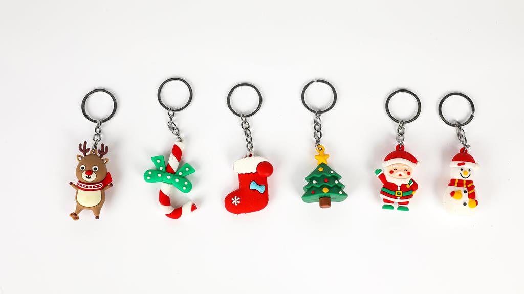 Christmas Keyring With Pendent Mix - Click Image to Close