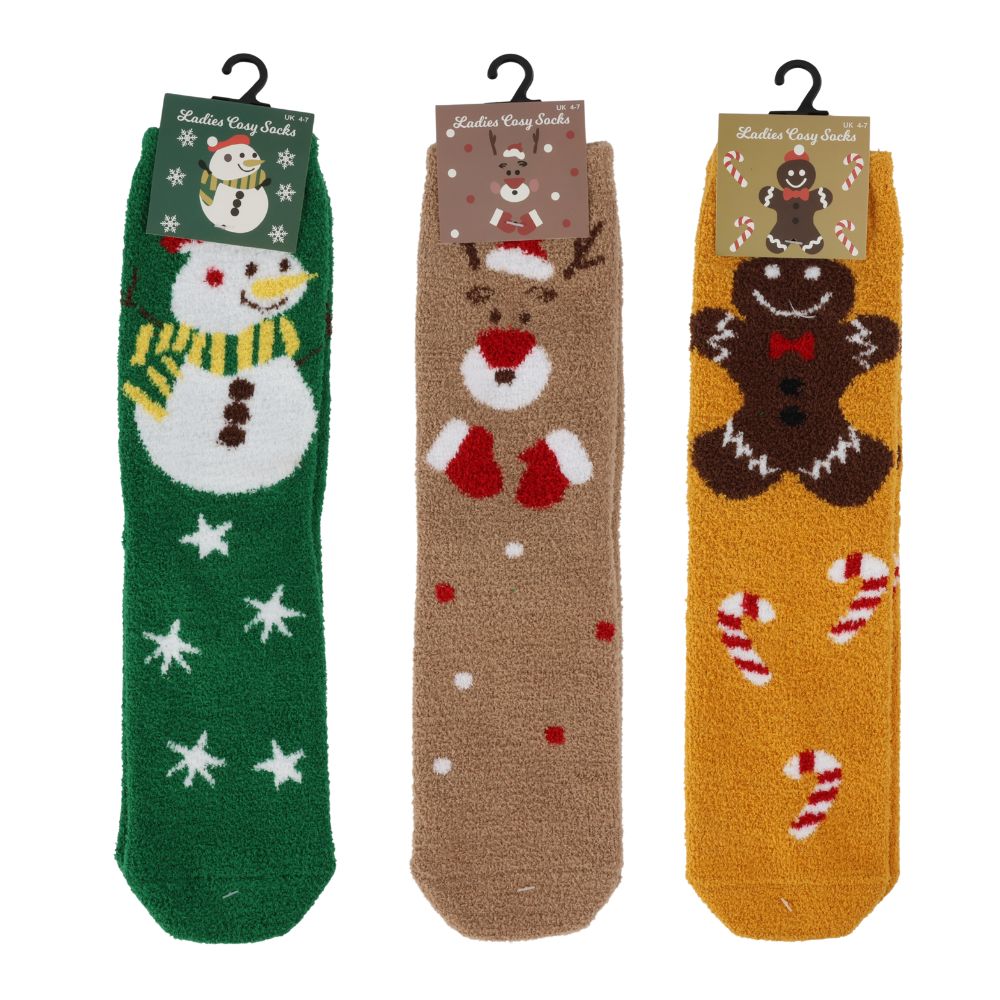 Christmas Characters Ladies Cozy Socks ( Assorted Designs ) - Click Image to Close