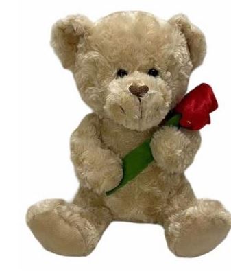 Valentines Bear With Rose 25cm - Click Image to Close