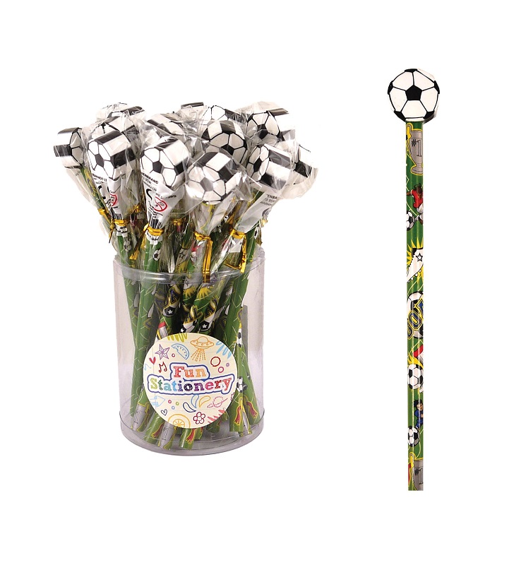 24 X Pencil With Eraser Top Football(20P Each) - Click Image to Close