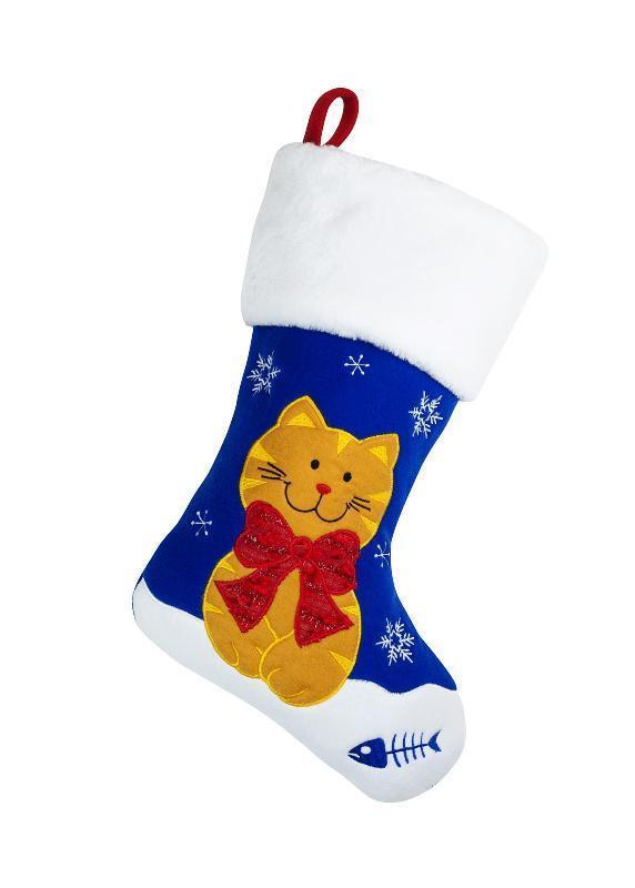 Deluxe Plush Pet Cat Christmas Stocking 40cm X 25cm - Click Image to Close