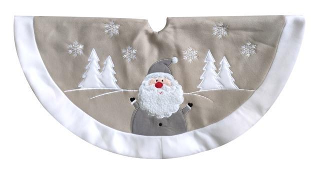Silver Santa Christmas Tree Skirt - Click Image to Close
