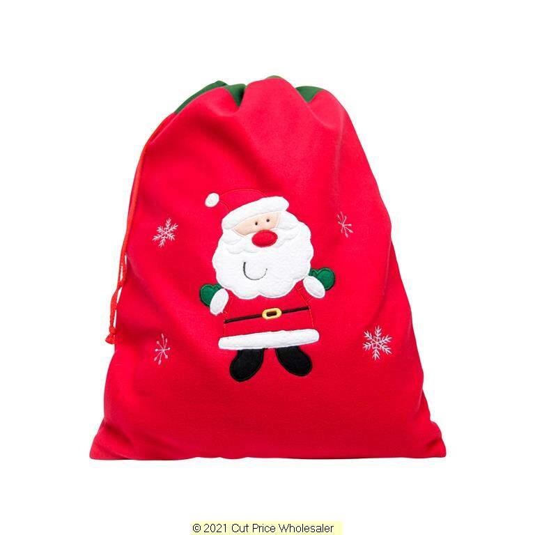 Deluxe Plush Red Santa Christmas Sack 50cm X 70cm - Click Image to Close