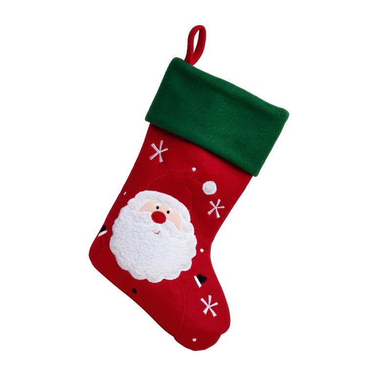 Deluxe Plush Red Fluffy Beard Santa Stocking 40cm x 25cm - Click Image to Close