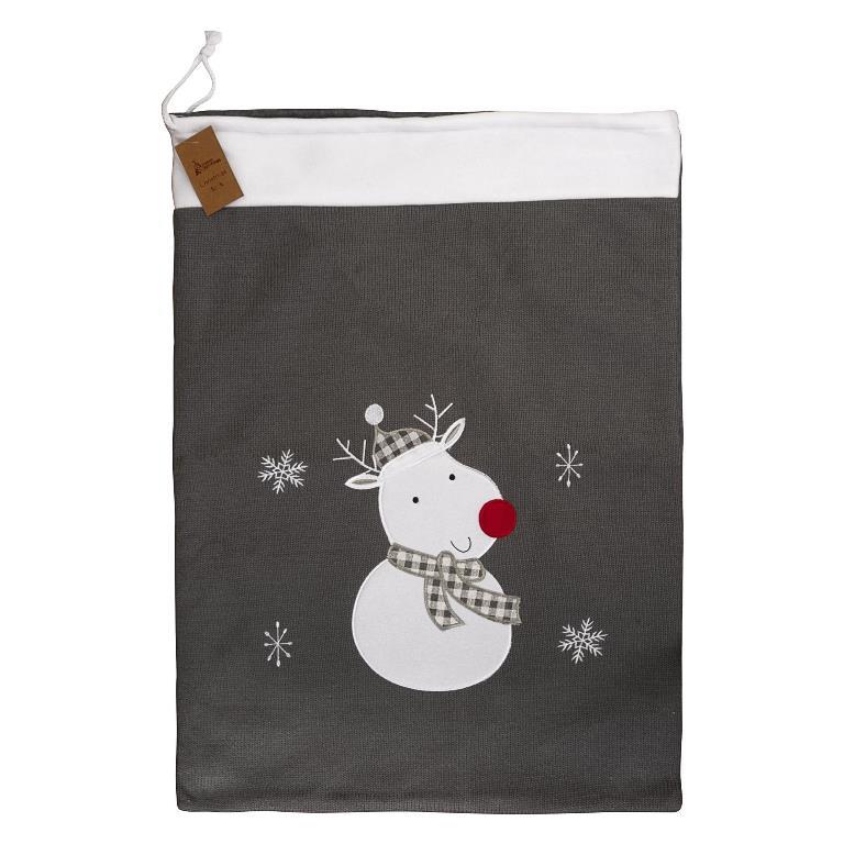 Deluxe Grey Knitted Reindeer Sack 50 x 70cm - Click Image to Close