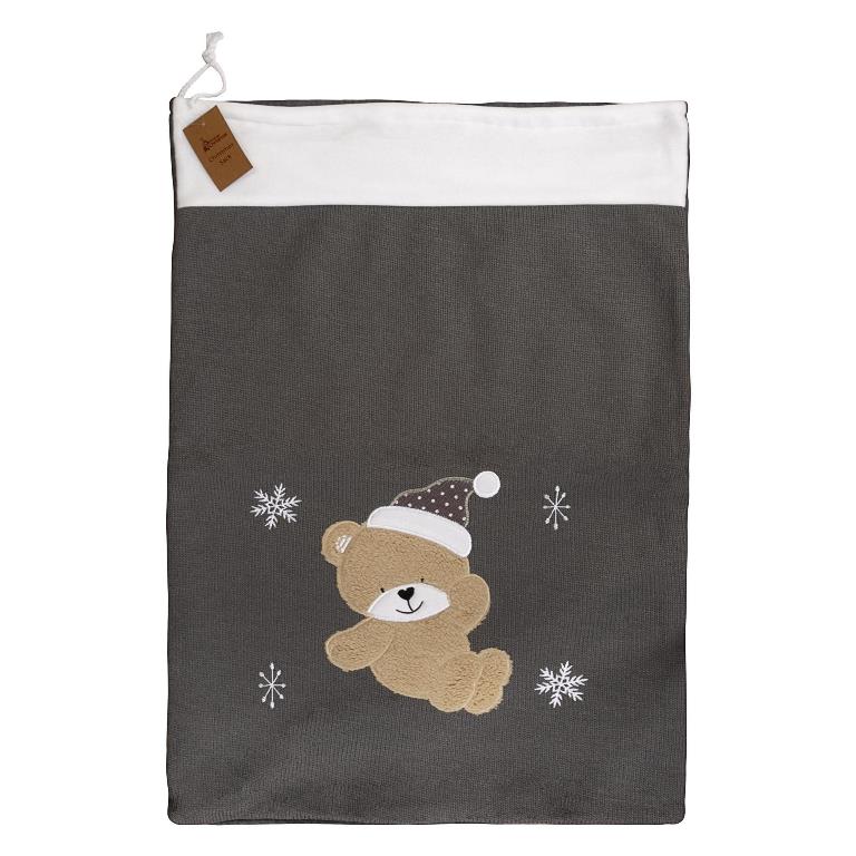 Deluxe Grey Knitted Teddy Sack 50X70cm - Click Image to Close