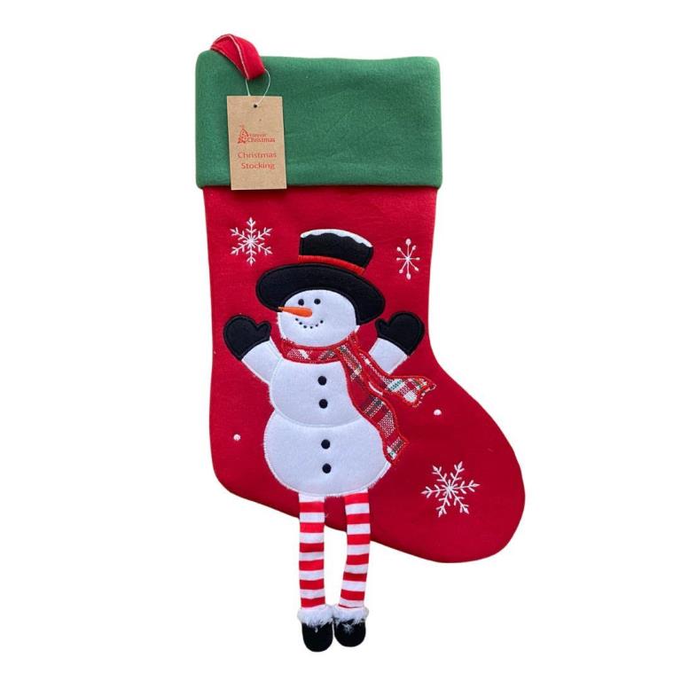 Deluxe Plush Red Snowman With Legs Christmas Stocking - Click Image to Close