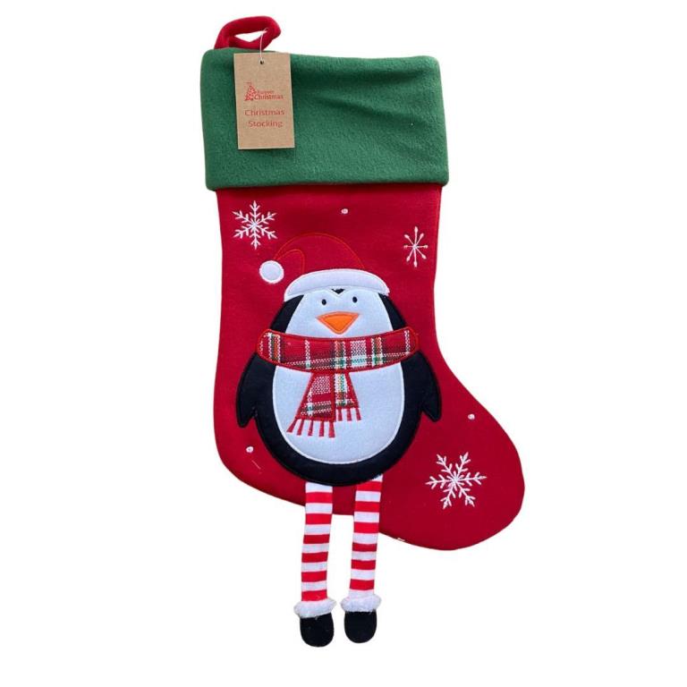 Deluxe Plush Red Penguin With Legs Christmas Stocking - Click Image to Close