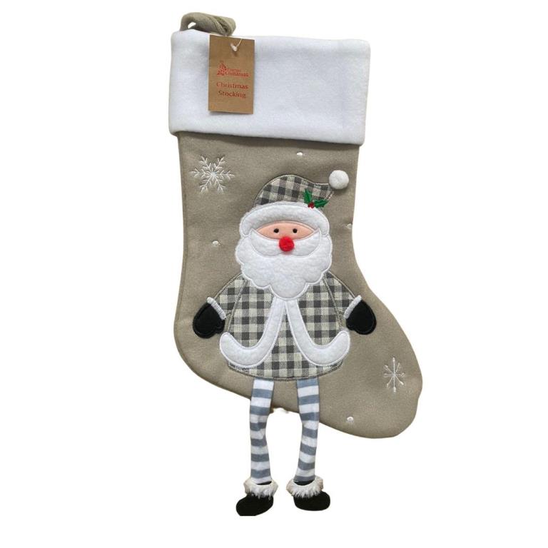 Deluxe Plush Silver Santa With Legs Christmas Stocking - Click Image to Close