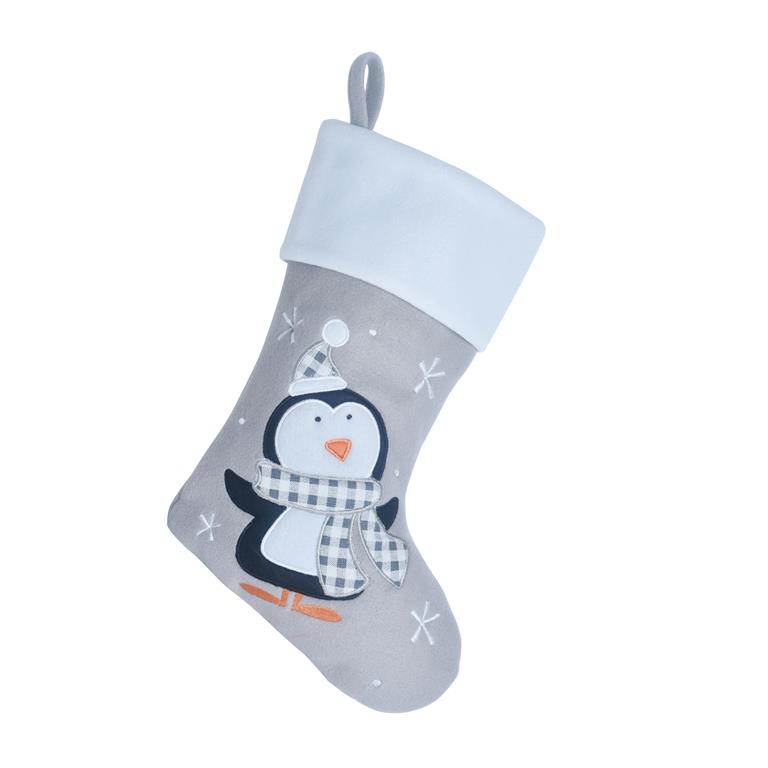 Deluxe Plush Silver White Top Penguin Stocking 40cm X 25cm - Click Image to Close