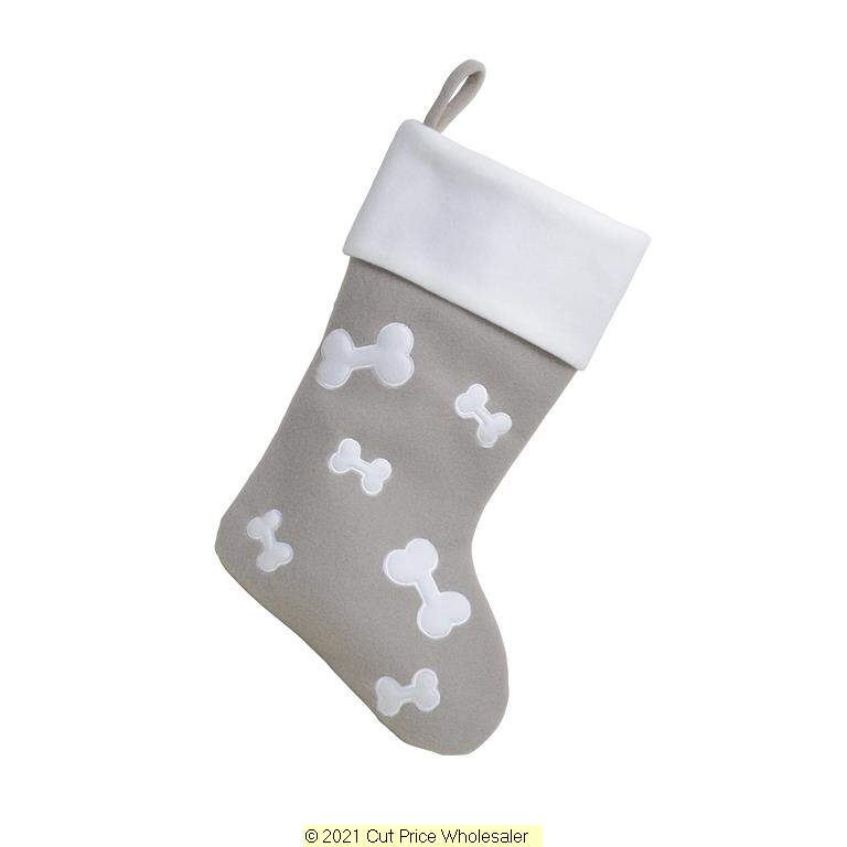 Deluxe Plush Silver Bones Stocking 40cm X 25cm - Click Image to Close