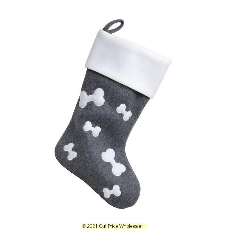 Charcoal Bones Christmas Stocking 40cm X 25cm - Click Image to Close