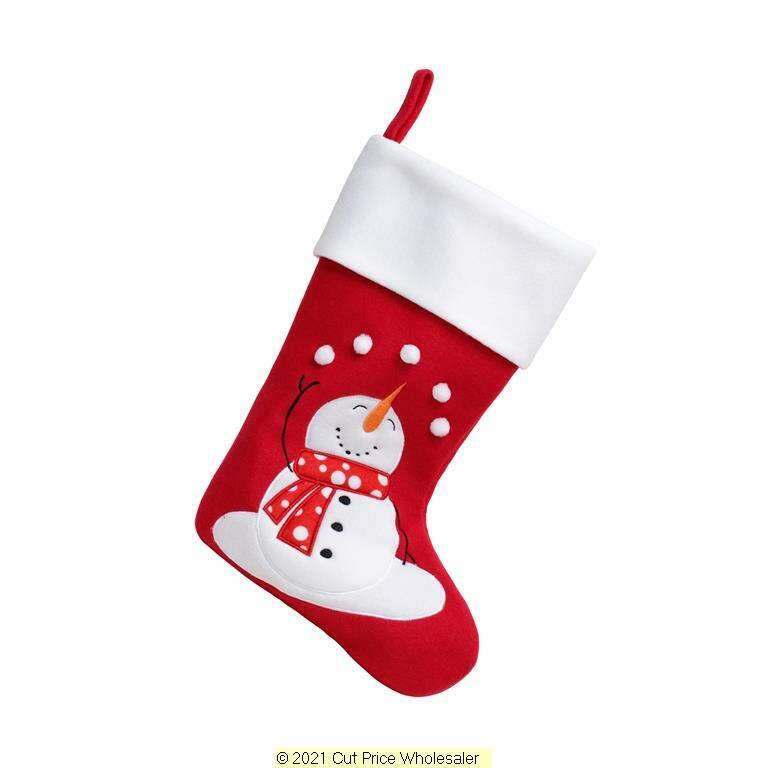 Deluxe Plush Red Snowman & Snowballs Stocking 40cm X 25cm - Click Image to Close