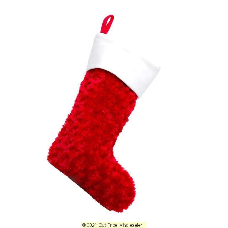 Deluxe Plush Red Rose Fluffy Stocking 40cm X 25cm - Click Image to Close