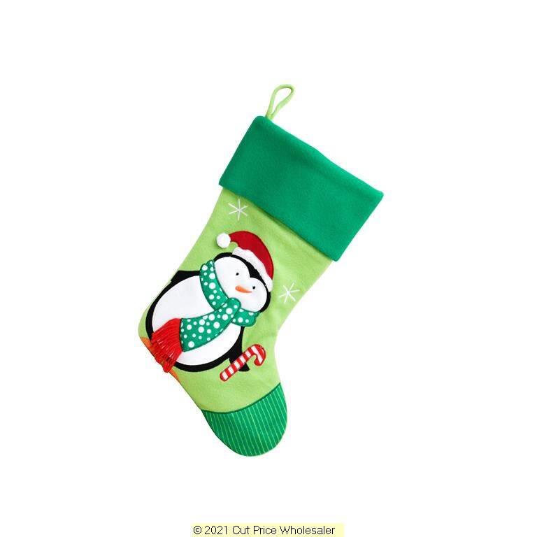 Deluxe Plush Lime Green Top Penguin Stocking 40cm X 25cm - Click Image to Close