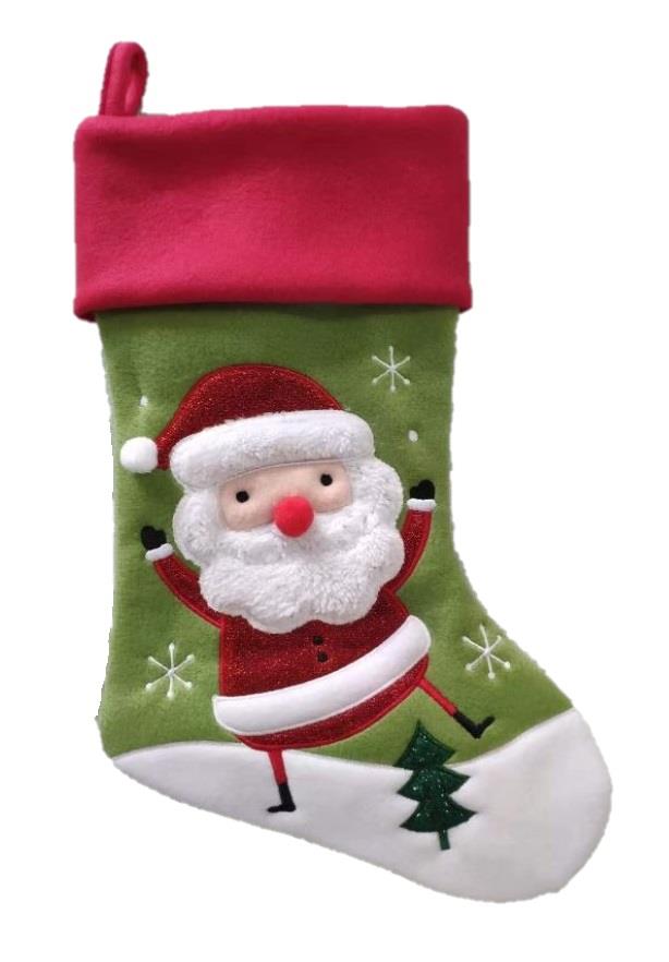 Deluxe Plush Santa Stocking 40cm X 25cm - Click Image to Close