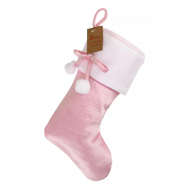 Deluxe Pink Pom Pom Stocking - Click Image to Close