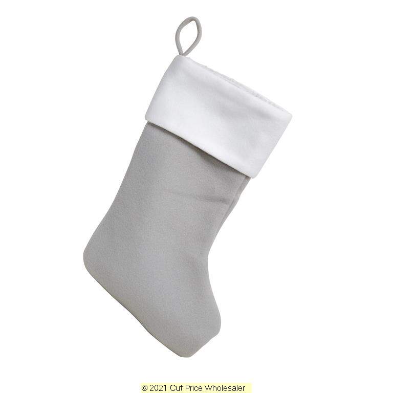 Deluxe Plush Plain Silver Stocking 40cm X 25cm - Click Image to Close