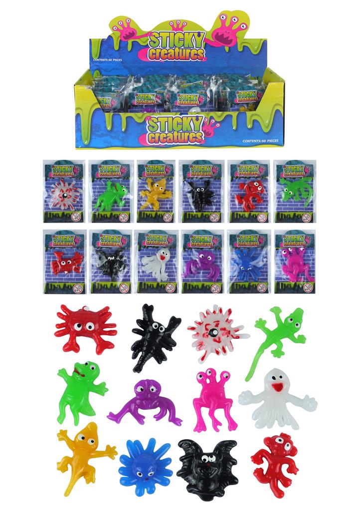 Assorted 5.5cm Sticky Creatures x 60 ( 15p Each ) - Click Image to Close