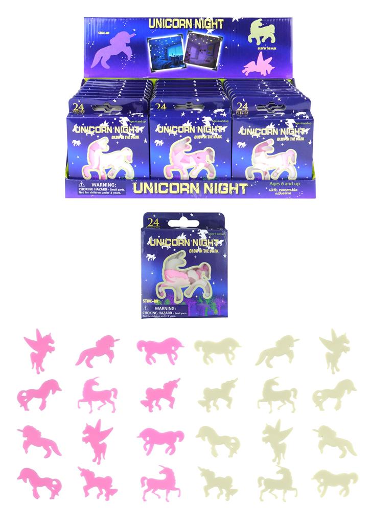 Glow in the Dark Unicorn Shape Stickers 24 Pack - Click Image to Close