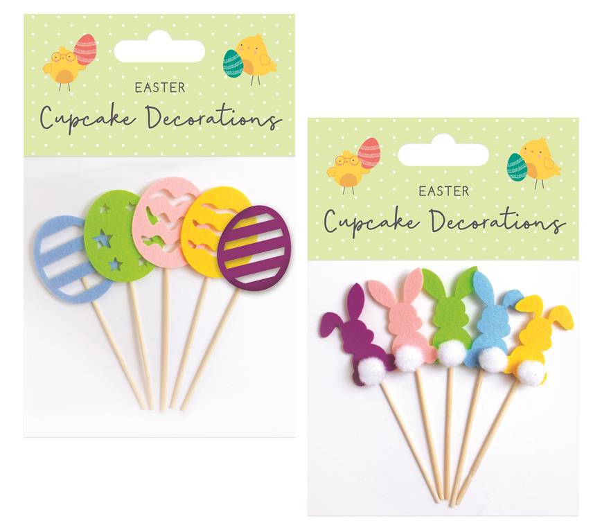 Easter Cupcake Decorations 5 Pack ( Assorted Designs ) - Click Image to Close