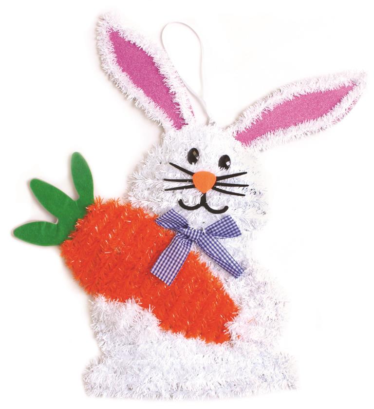 40cm Easter Tinsel Dec - Bunny & Carrot - Click Image to Close