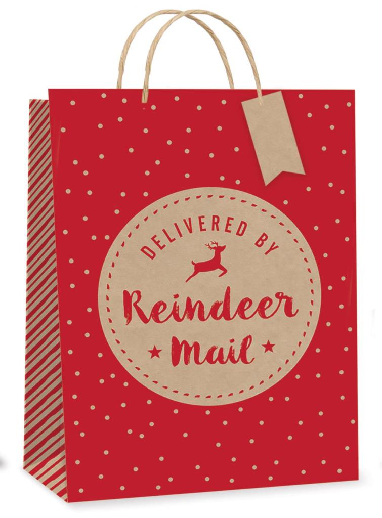 Red Kraft Reindeer Mail Large Size ( 26 X 32 X 12cm) - Click Image to Close