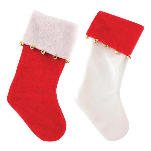 Deluxe Red & White Stocking With Bells - Click Image to Close