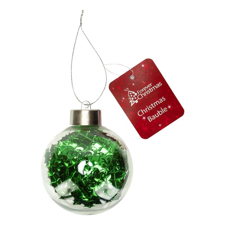 Christmas Bauble Clear Plastic 8cm - Click Image to Close