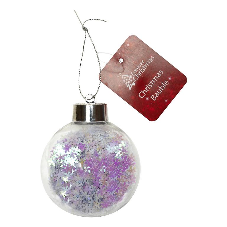 Christmas Bauble Clear Plastic 8cm - Click Image to Close