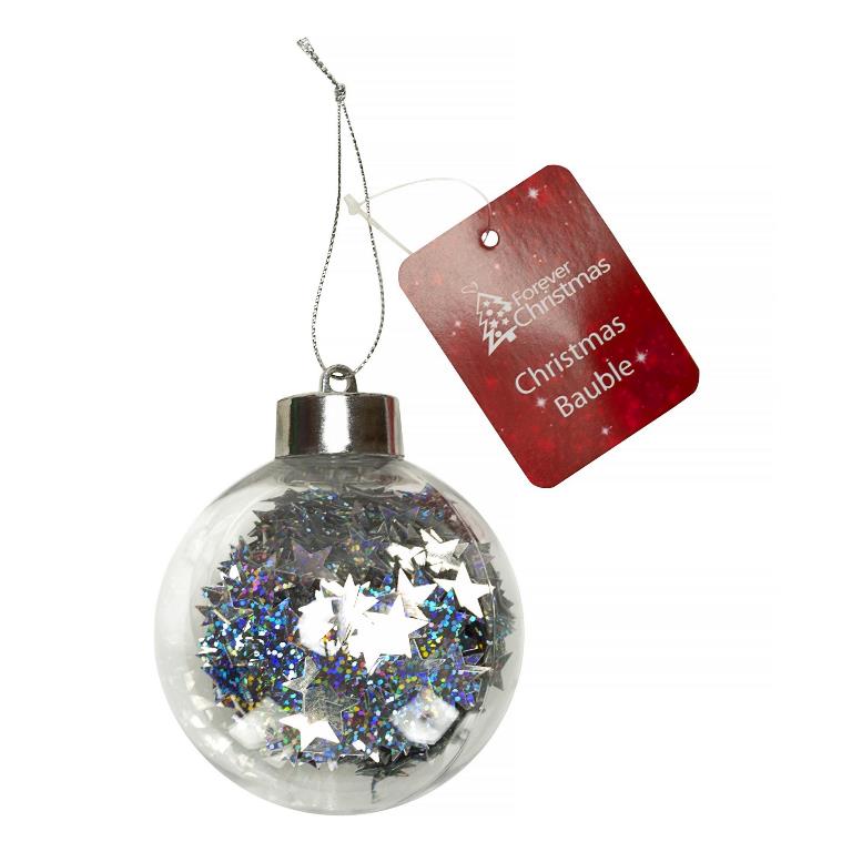 Christmas Bauble Clear Plastic 8cm - Click Image to Close