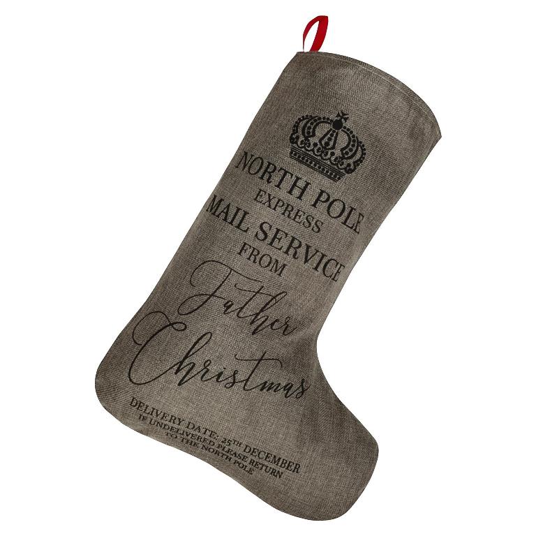 Christmas Jute Stocking With Printing 55cm - Click Image to Close