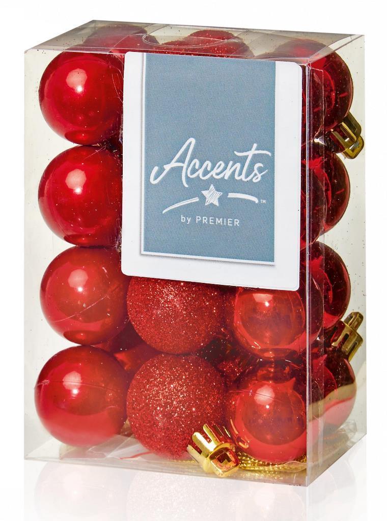 24 X 30Mm Red Multi Finish Baubles - Click Image to Close