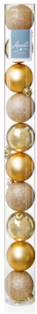 10 X 60Mm Champagne Gold Multi Finish Baubles - Click Image to Close
