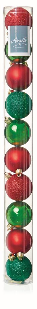 10 X 60Mm Red Multi Finish Baubles - Click Image to Close