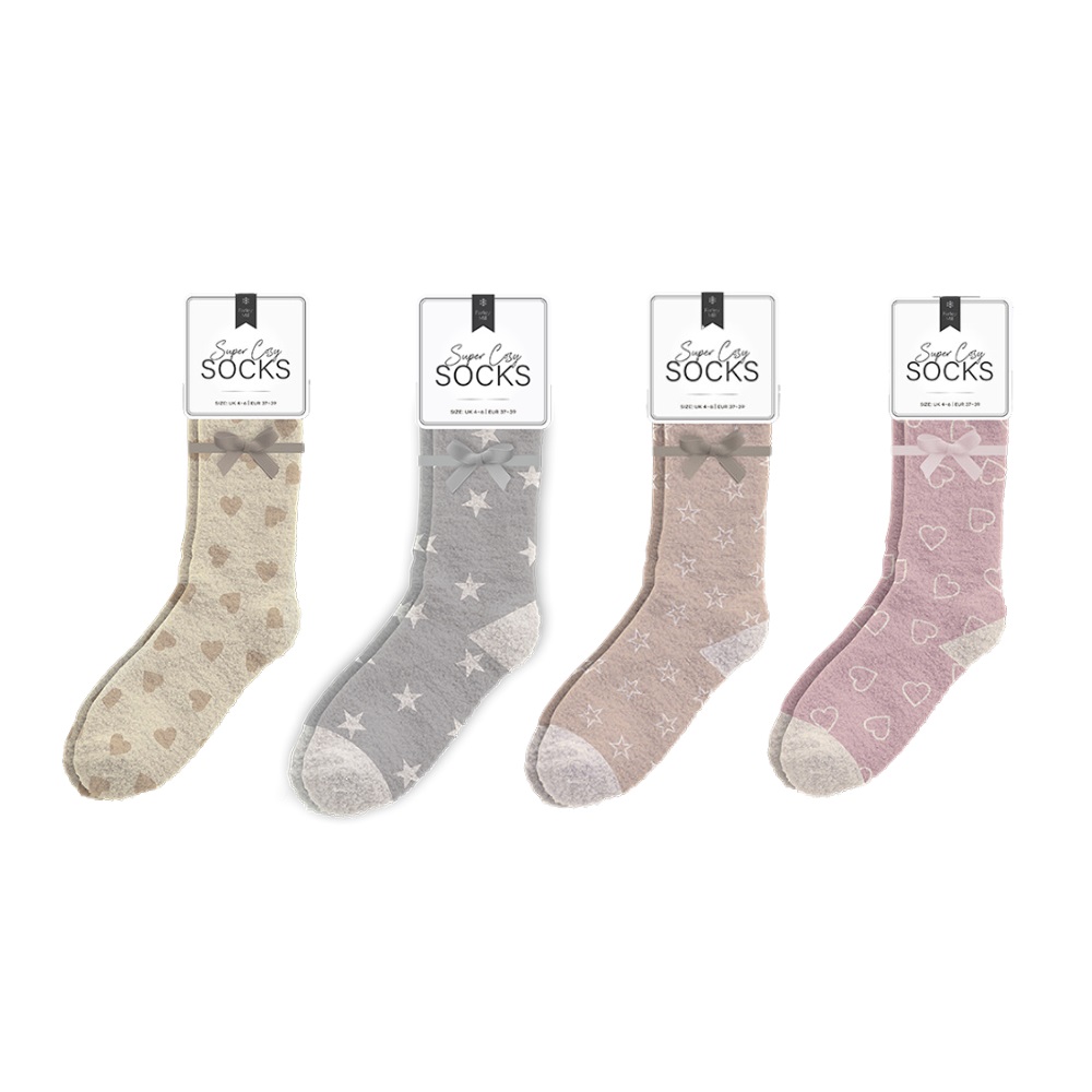 Ladies Cozy Printed Socks - Click Image to Close