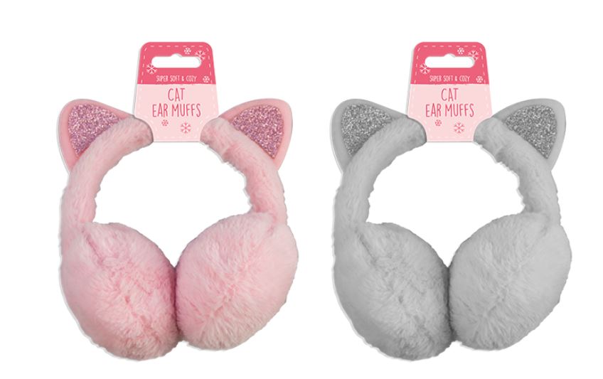 Supersoft Fluffy Cat Ear Muffs - Click Image to Close