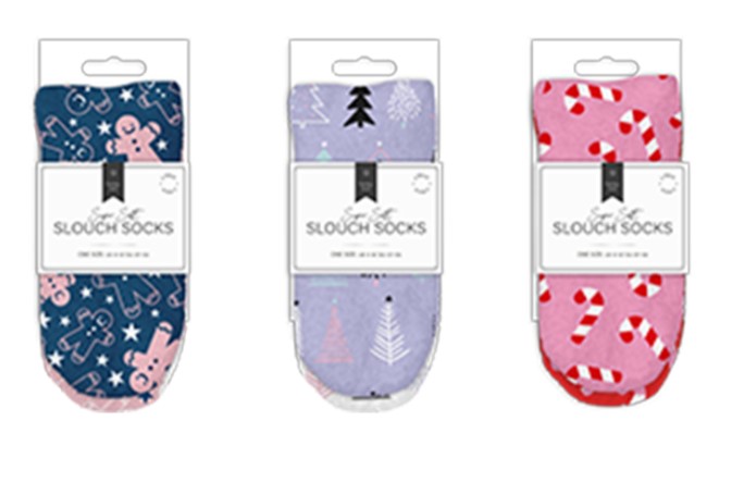 Ladies Printed Soft Slouch Socks 2pk - Click Image to Close