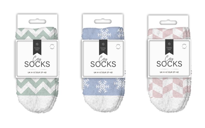 Ladies Printed Cosy Socks 2pk - Click Image to Close