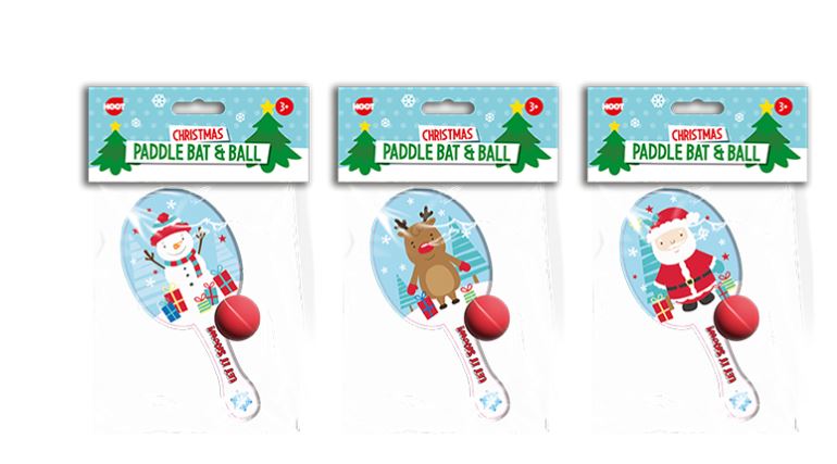 Christmas Paddle Bat & Ball - Click Image to Close