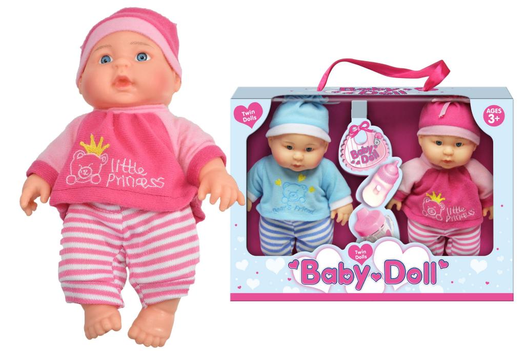 9" Vinyl Twin Dolls Baby Dolls In Window Box - Click Image to Close