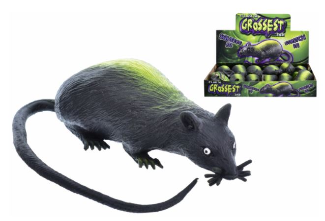14" Stretchy Rat With Beans - Click Image to Close