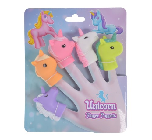 Unicorn 5Pc Finger Puppets - Tie Card - Click Image to Close