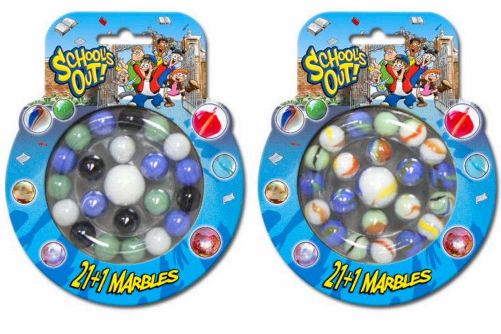 21 + 1 Marbles On Blister Card - Click Image to Close