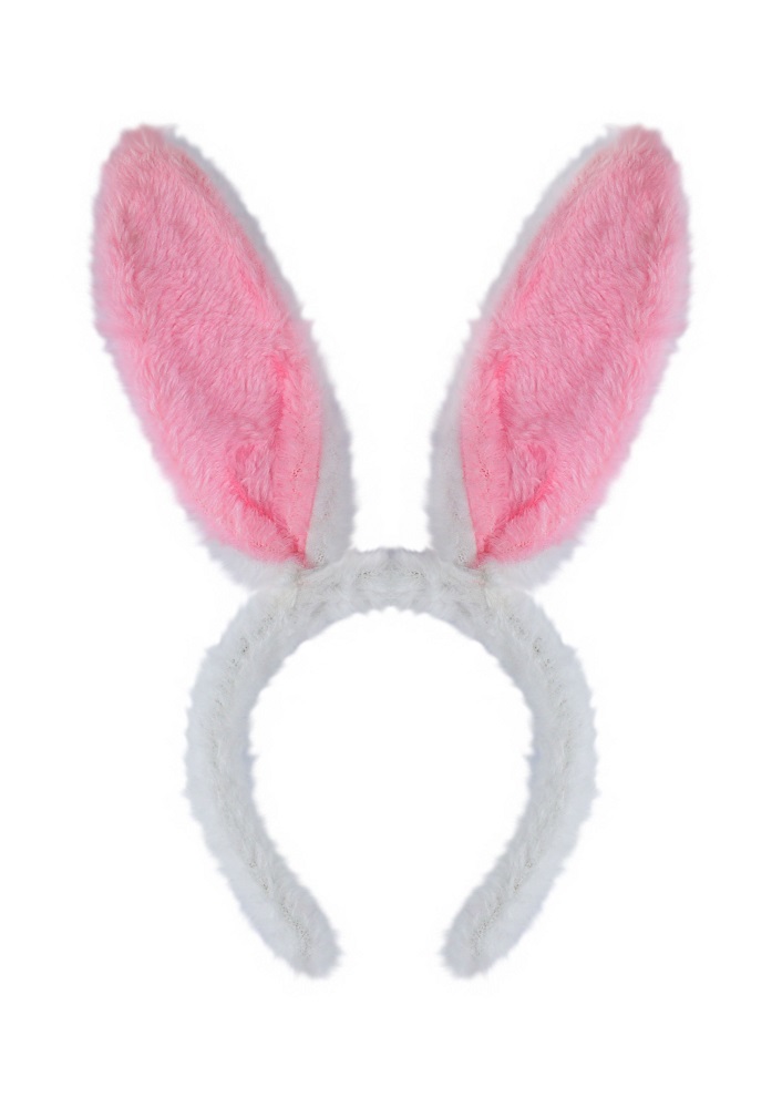 Bunny Ears Headband White with Pink Fur 29 x 23cm - Click Image to Close