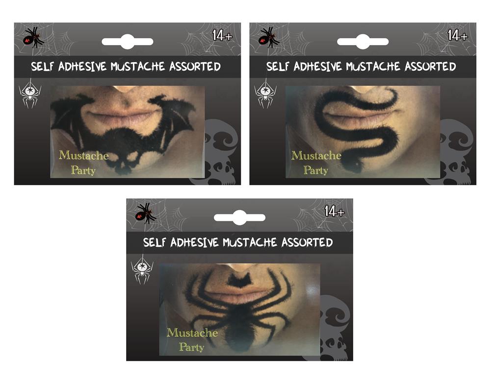 Halloween Self Adhesive Mustache ( Assorted Designs ) - Click Image to Close
