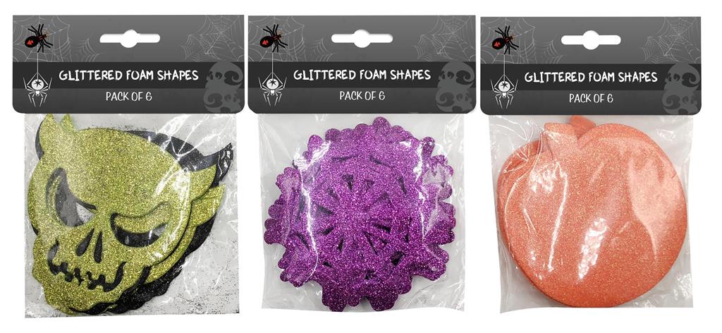 Glitter Foam Shapes 6 Pack ( Assorted Designs ) - Click Image to Close